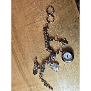 Anne Klein Charm Bracelet Silver Tone Steel Watch. New Battery.